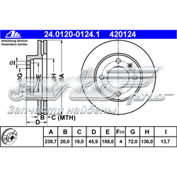 Диск переднього гальма ATE 24012001241 ціна, від 22.44 USD