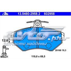 Передні тормозні колодки 602958 ATE