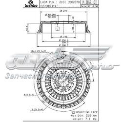 Купити 14316210 Brembo Барабан гальмівний задній