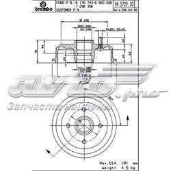 14572210 Brembo Барабан гальмівний задній