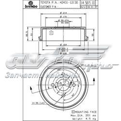Купити 14581510 Brembo Барабан гальмівний задній