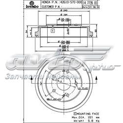 Барабан гальмівний задній 14773910 Brembo