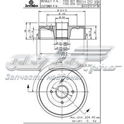 Барабан гальмівний задній Brembo 14725710