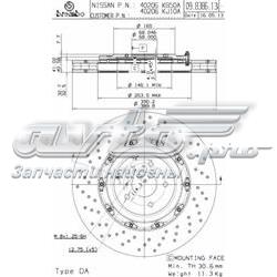 Диск гальмівний передній Brembo 09B38613
