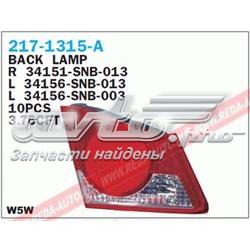 Ліхтар задній лівий, внутрішній 34156SNBG01 Honda