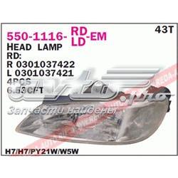 Основна фара - вставка Depo/Loro/Abakus 5501116RLDEM ціна, від 28.22 USD