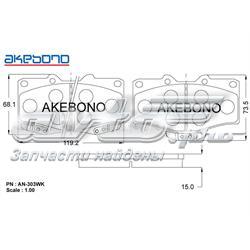 Купити AN303WK Akebono Колодки гальмівні передні, дискові
