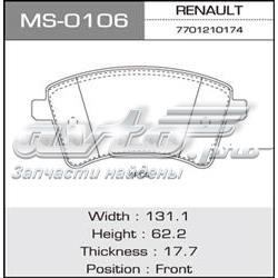Колодки гальмівні передні, дискові MS0106 Masuma