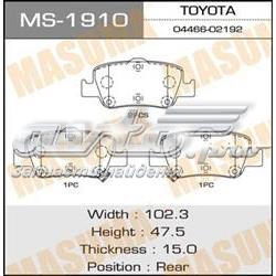 Колодки гальмові задні, дискові MS1910 Masuma