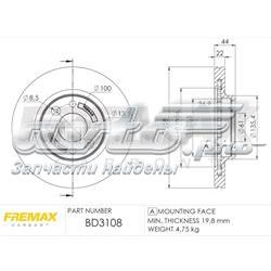 Диск гальмівний передній Fremax BD3108