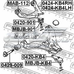 0429009KIT Febest Болт переднього важеля, нижнього