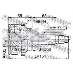 Шарнір різних кутових швидкостей передній правий Mazda G59222510