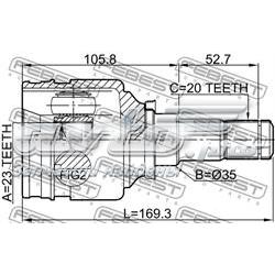ШРУС внутрішній, передній Febest 0111NHW20RH