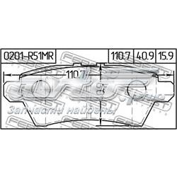 Колодки гальмові задні, дискові 0201R51MR Febest