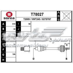 Піввісь (привід) передня, ліва T78027 EAI