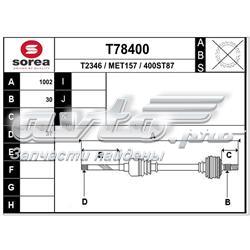 Піввісь (привід) передня, права T78400 EAI