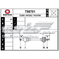 Привід передній лівий EAI T98701 ціна, від 110.45 USD