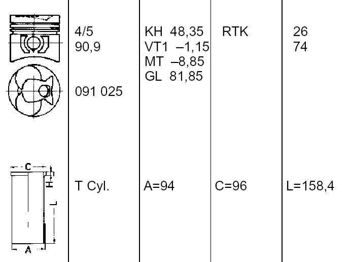 80106150 SM поршень в комплекті на 1 циліндр, 2-й ремонт (+0,50)