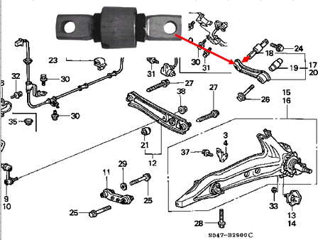Сайлентблок заднього верхнього важеля Honda 52393SR3004