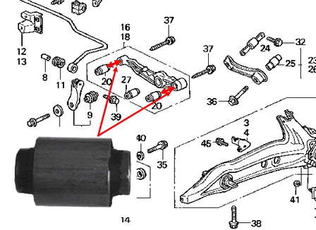 Сайлентблок заднього поперечного важеля Honda 52365SK7A02 ціна, від 5.16 USD
