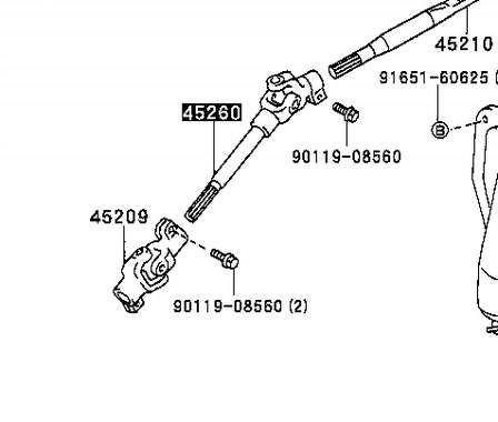 Купити 4526012450 Toyota Вал рульової колонки, нижній