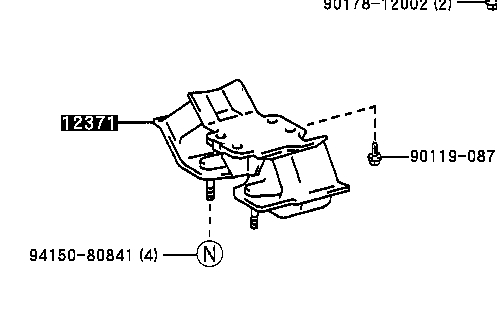 Подушка (опора) двигуна, задня Toyota 1237146160 ціна, від 16.95 USD