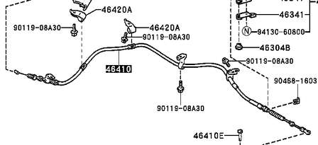 Трос ручного гальма передній 4641060710 Toyota