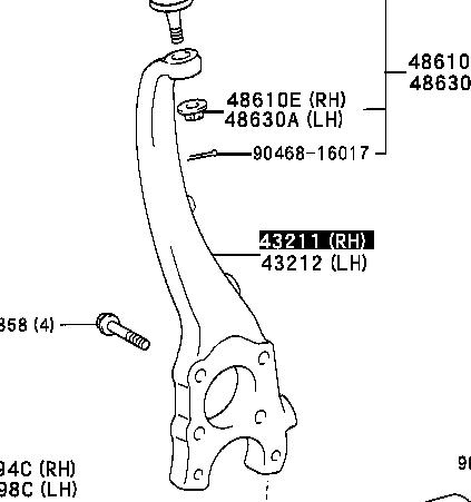 Цапфа - поворотний кулак передній, правий Lexus LS (UCF30) (Лексус LS)