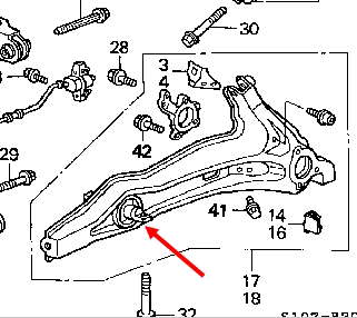 Сайлентблок заднього поздовжнього важеля 52370SH3G70 Honda