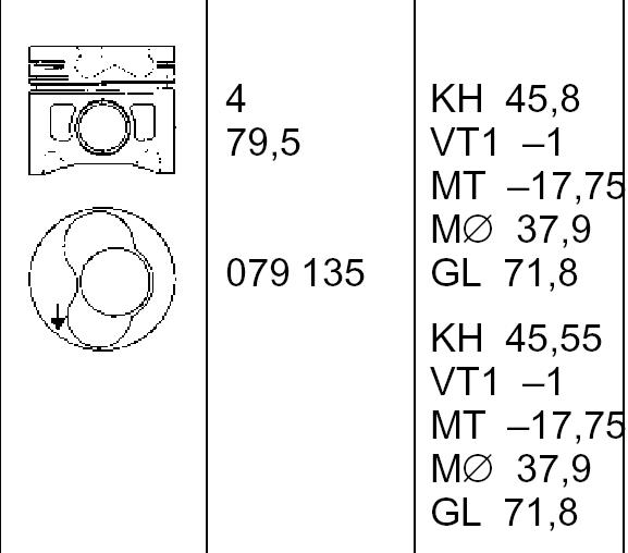 8711490760 Nural поршень в комплекті на 1 циліндр, 2-й ремонт (+0,50)