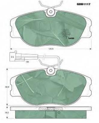 Колодки гальмівні передні, дискові 9950550 Fiat/Alfa/Lancia