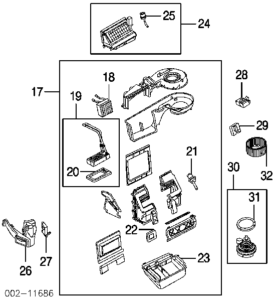 Радіатор кондиціонера салонний, випарник 2L2Z19860AA Ford