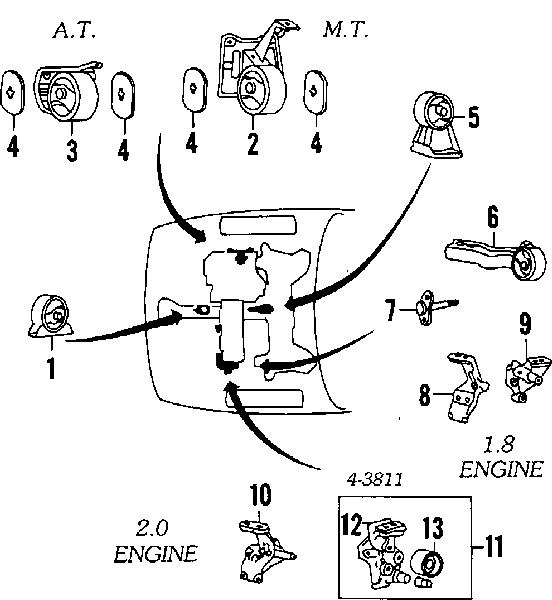 Подушка (опора) двигуна, передня MB309504 Chrysler