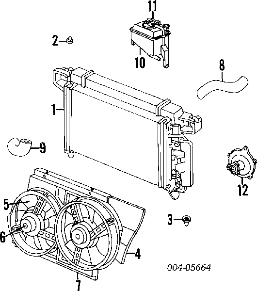 Електровентилятор охолодження в зборі (двигун + крильчатка) Chrysler LHS (Крайслер LHS)