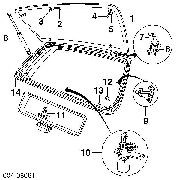  Скло заднє, 3/5-й двері (ляди) Jeep Grand Cherokee 