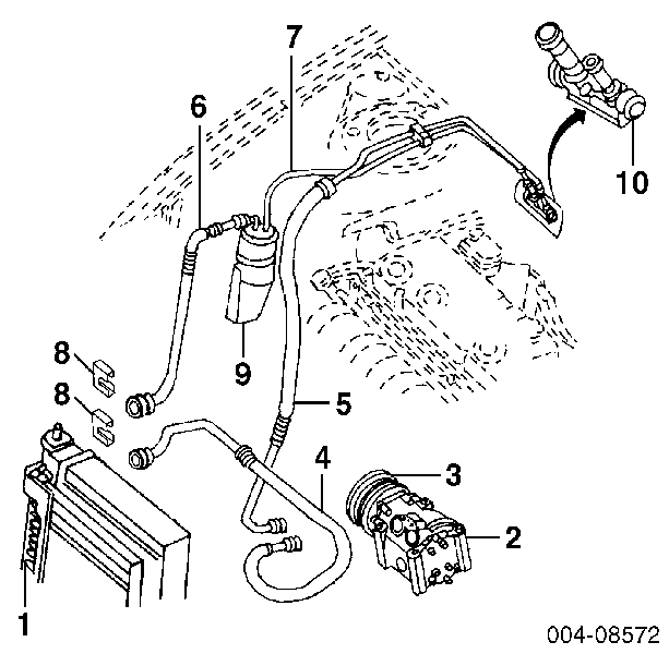 Шланг кондиціонера, від випарника до компресора Chrysler Sebring 60 (Крайслер Себрінг)