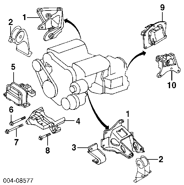 Подушка (опора) двигуна ліва/права Chrysler Sebring JXI (Крайслер Себрінг)