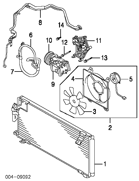 Дифузор радіатора кондиціонера, в зборі з крильчаткою і двигуном Dodge Stratus (Додж Стратус)