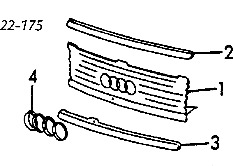 Решітка переднього бампера Audi 100 (4A, C4) (Ауді 100)