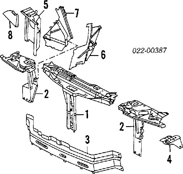Супорт радіатора лівий/монтажна панель кріплення фар Audi 80 (89, 89Q, 8A, B3) (Ауді 80)