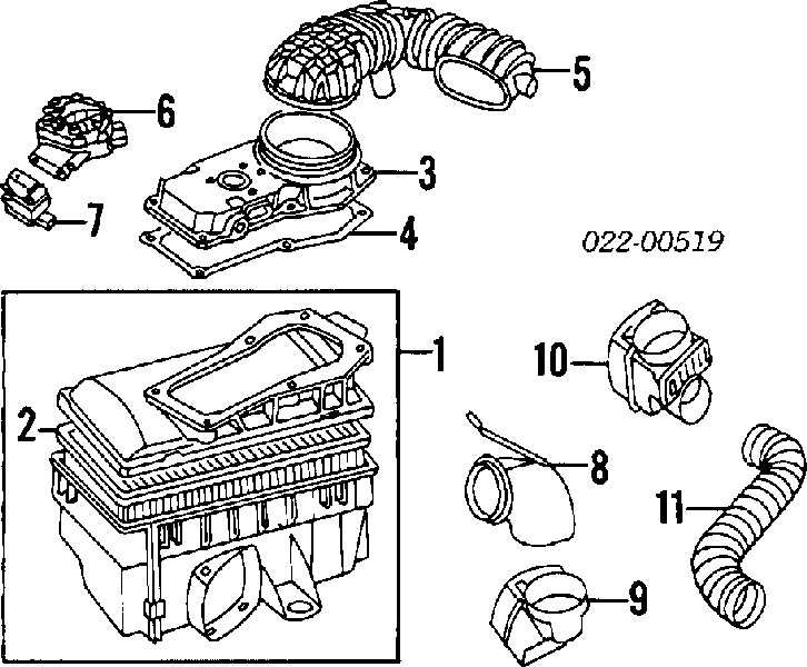 Патрубок витратоміра повітря Audi 80 (89, 89Q, 8A, B3) (Ауді 80)
