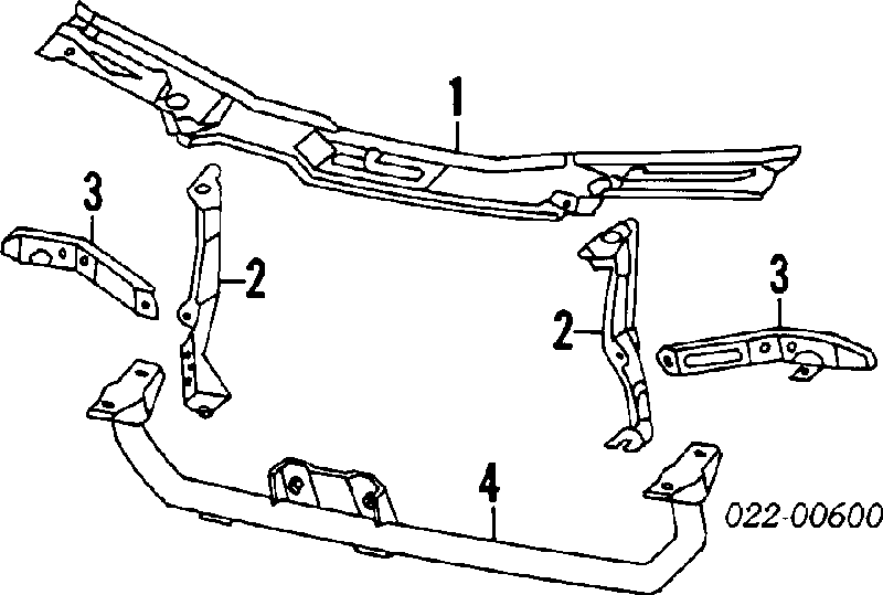 Супорт радіатора вертикальний/монтажна панель кріплення фар на Audi 100 (4A, C4)