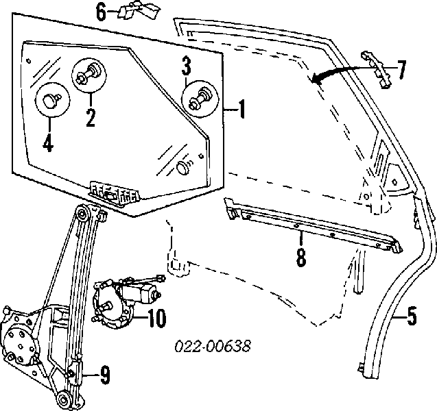 Скло задньої двері правої Audi A6 (4A, C4) (Ауді A6)