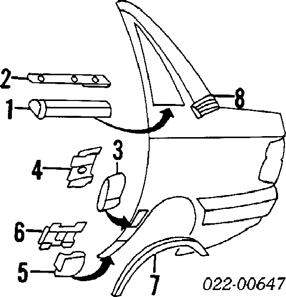 Молдинг заднього правого крила Audi A6 (4A, C4) (Ауді A6)