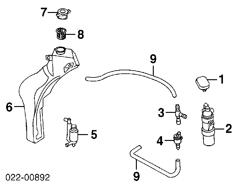 Трійник системи склоомивача Volkswagen Golf 4 (1J1) (Фольцваген Гольф)