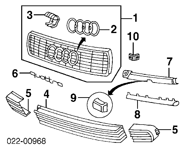 Вія (накладка) лівої фари Audi A6 (4A, C4) (Ауді A6)
