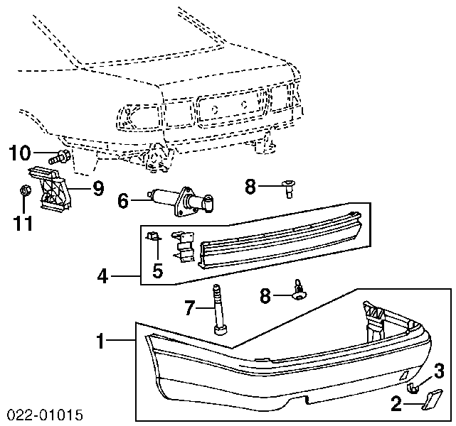 Підсилювач бампера заднього Audi A8 D2 (4D2, 4D8) (Ауді A8)