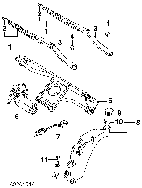 Двигун склоочисника лобового скла (трапеції) Audi A8 D2 (4D2, 4D8) (Ауді A8)