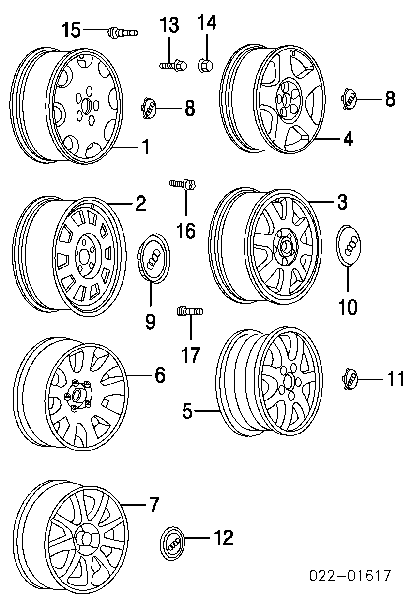 Ковпак колісного диска 8D0601165D7ZJ VAG