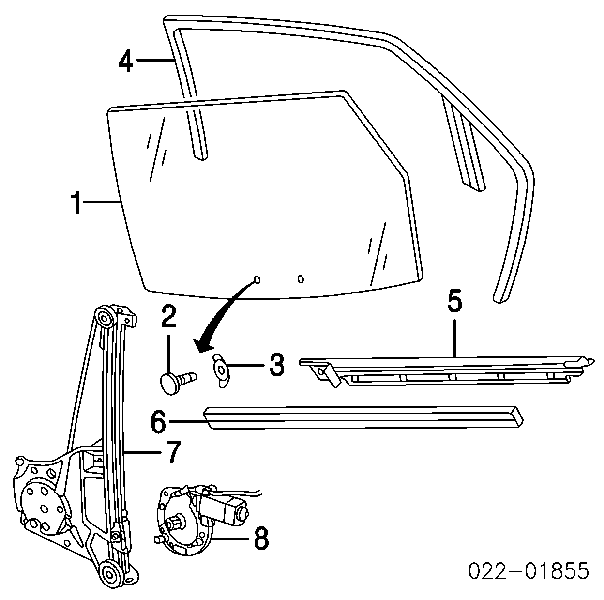 Направляюча скла рамки двері, заднього права Audi A6 (4B, C5) (Ауді A6)